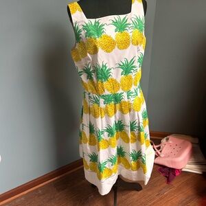 Talbots Pineapple Print Mini Dress - Yellow and Green